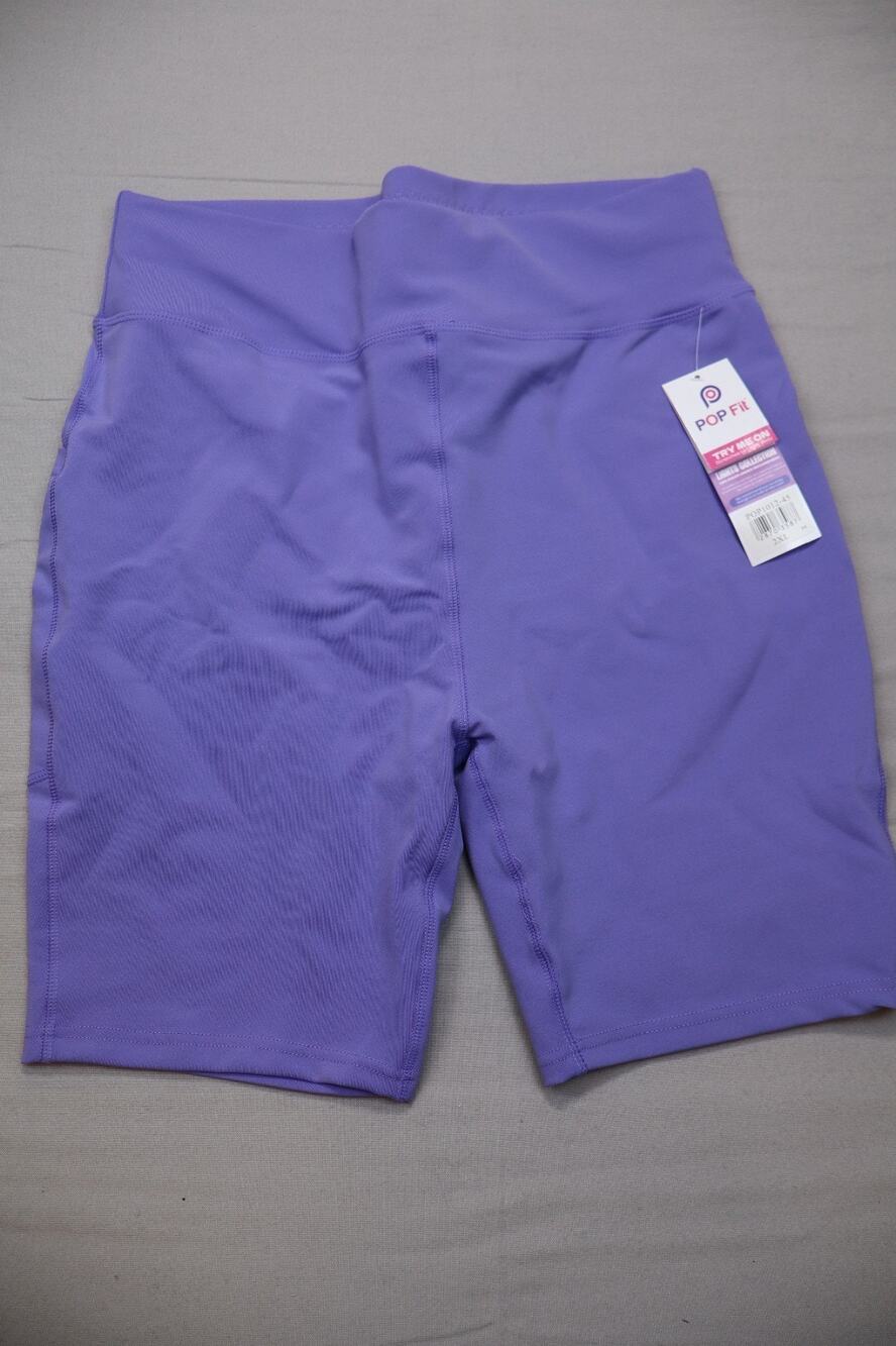 NEW POP Fit Women's Purple Pull On Yoga Running Athletic Biker Shorts XXL